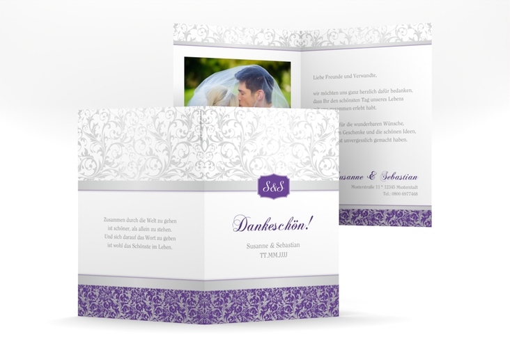 Danksagungskarte Hochzeit Latina A6 Klappkarte hoch lila