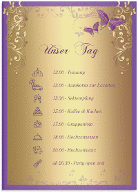 Klick: Details zu Tagesablauf Leinwand Hochzeit "Toulouse" anzeigen Tagesablauf Leinwand Hochzeit "Toulouse" 50 x 70 cm Leinwand rot