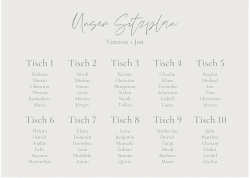 Klick: Details zu Sitzplan Poster Hochzeit "Day" anzeigen Sitzplan Poster Hochzeit Day 70 x 50 cm Leinwand weiss mit Datum im minimalistischen Design