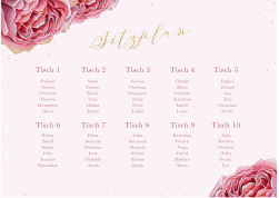 Klick: Details zu Sitzplan Poster Hochzeit "Cherie" anzeigen Sitzplan Poster Hochzeit Cherie 70 x 50 cm Poster rosa