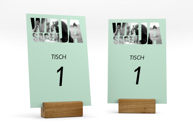 Tischnummer Hochzeit Letters Tischaufsteller mint