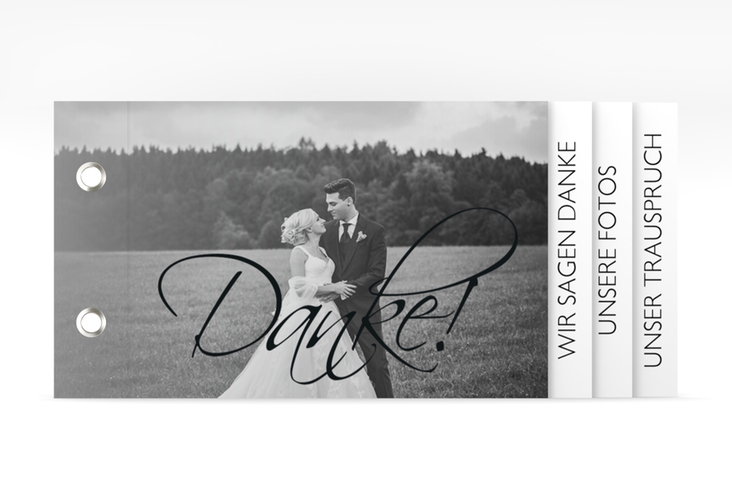 Danksagungskarte Hochzeit Clarity Booklet schwarz hochglanz