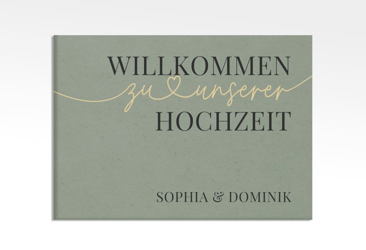 Willkommensschild Leinwand Easy 70 x 50 cm Leinwand gruen im modernen minimalistischen Design