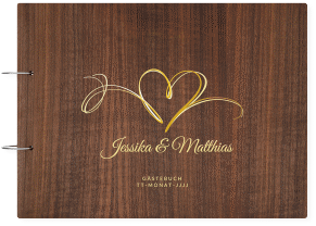 Gästebuch Holzcover Nussbaum Envie Holz-Cover, bedruckt gold