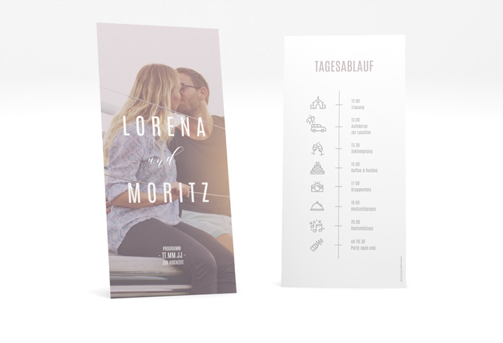 Tagesablauf Hochzeit Memory lange Karte hoch grau