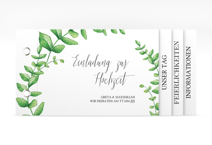 Hochzeitseinladung Botanic Booklet weiss hochglanz