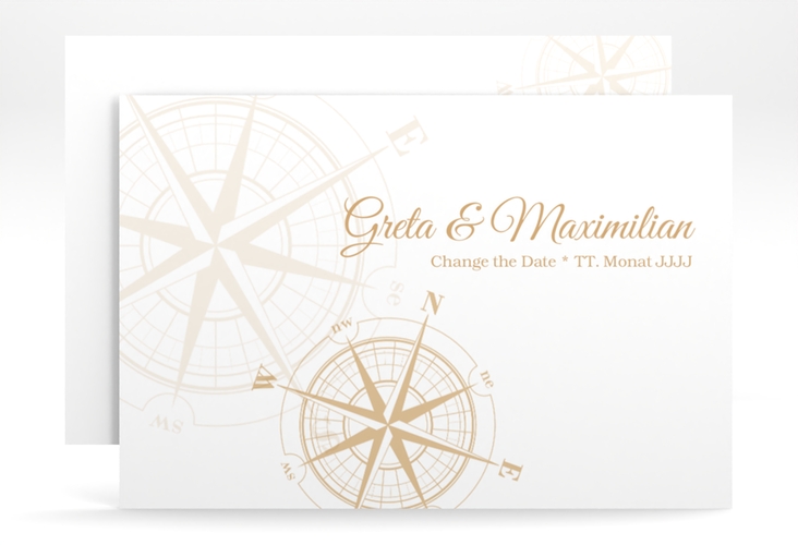 Change the Date-Karte Windrose A6 Karte quer beige