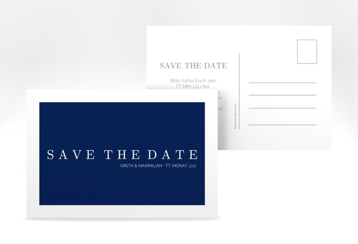 Save the Date-Postkarte Simply A6 Postkarte blau hochglanz