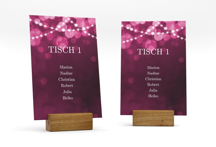 Tischaufsteller Hochzeit Lichtspiel Tischaufsteller pink