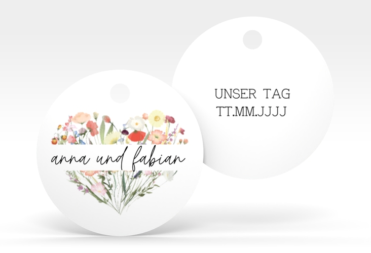 Geschenkanhänger Hochzeit Wildblumenherz Geschenkanhänger, rund