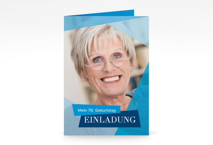 Einladung 70. Geburtstag Shapes A6 Klappkarte hoch
