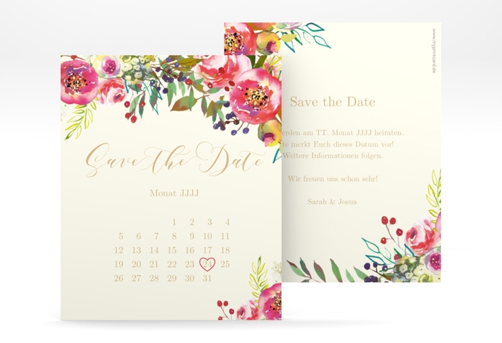 Save the Date-Kalenderblatt Flowerbomb Kalenderblatt-Karte hochglanz
