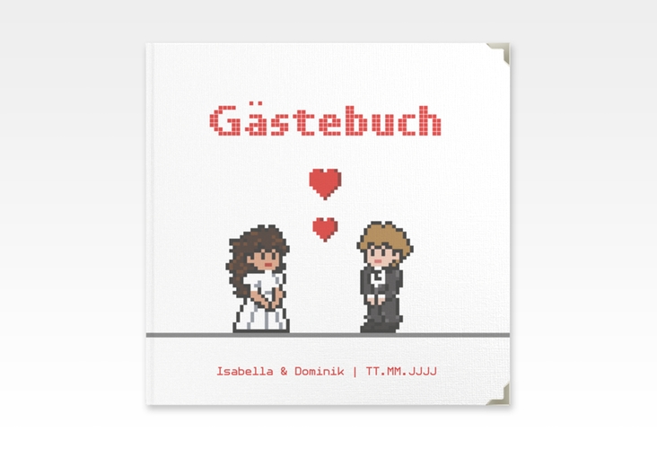 Gästebuch Selection Hochzeit Pixel Leinen-Hardcover weiss