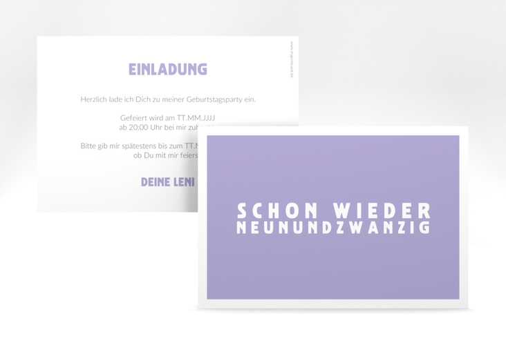 Einladung 30. Geburtstag Gag A6 Karte quer flieder hochglanz