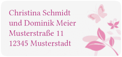 Klick: Details zu Absenderetikett Hochzeit "Lilly" anzeigen Absenderetikett Hochzeit "Lilly" 45,7 x 21,2 mm pink