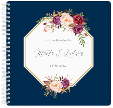 Klick: Details zu Gästebuch Hochzeit "Prachtvoll" anzeigen Gästebuch Hochzeit Prachtvoll Ringbindung blau