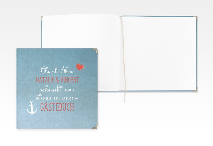 Gästebuch Selection Hochzeit "Ehehafen" Leinen-Hardcover blau