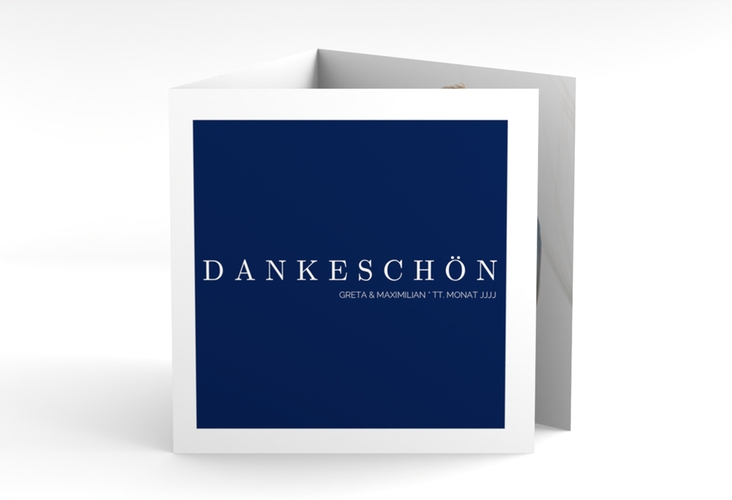 Dankeskarte Hochzeit Simply quadr. Doppel-Klappkarte blau hochglanz
