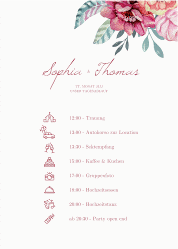 Klick: Details zu Tagesablauf Poster Hochzeit "Blooming" anzeigen Tagesablauf Poster Hochzeit Blooming 50 x 70 cm Poster weiss