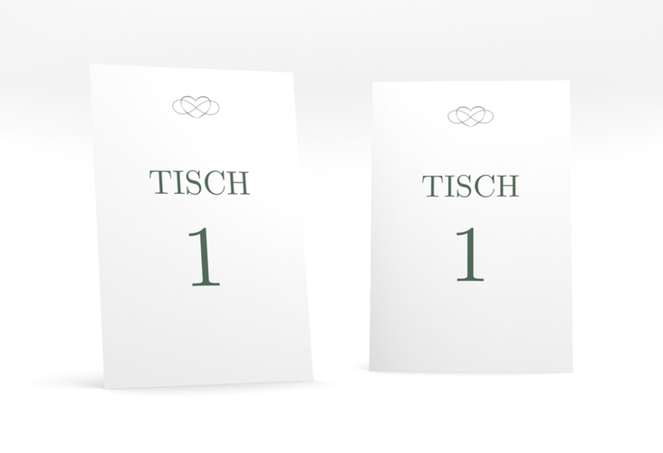 Tischnummer Hochzeit Infinity Tischaufsteller gruen hochglanz