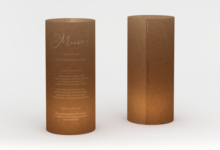 Windlicht Menü Hochzeit Jawort Windlicht Kraftpapier modern minimalistisch mit veredelter Aufschrift