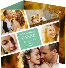Klick: Details zu Dankeskarte Hochzeit "Rise" anzeigen Dankeskarte Hochzeit Rise quadr. Doppel-Klappkarte mint