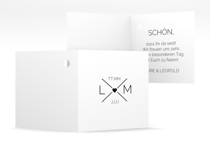 Geschenkanhänger Hochzeit Initials Geschenkanhänger 10er Set schwarz mit Initialen im minimalistischen Design