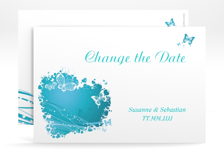 Change the Date-Karte Hochzeit Mailand A6 Karte quer tuerkis