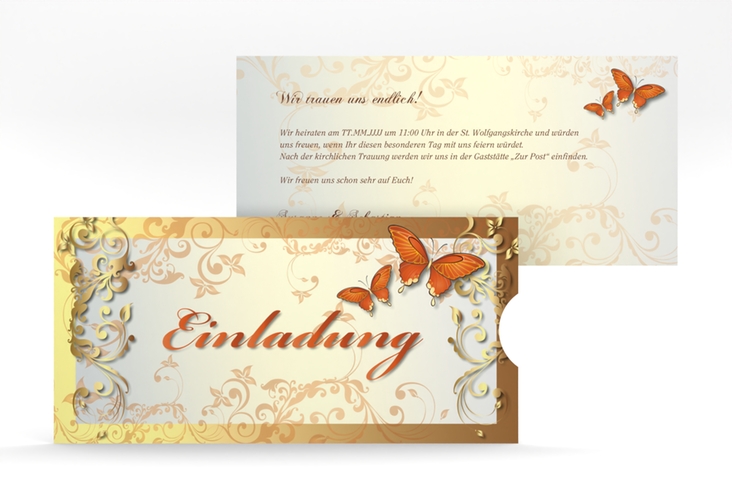 Hochzeitseinladung Toulouse Einsteckkarte orange