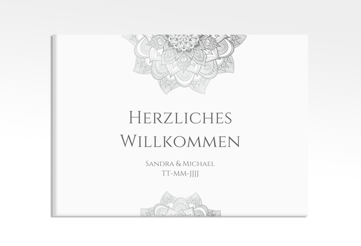 Willkommensschild Hochzeit Delight 70 x 50 cm Leinwand grau