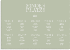 Klick: Details zu Sitzplan Leinwand Hochzeit "Rise" anzeigen Sitzplan Leinwand Hochzeit Rise 70 x 50 cm Leinwand gruen