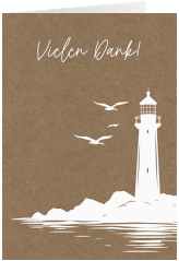 Danksagungskarte Hochzeit Leuchtturm A6 Klappkarte hoch Kraftpapier