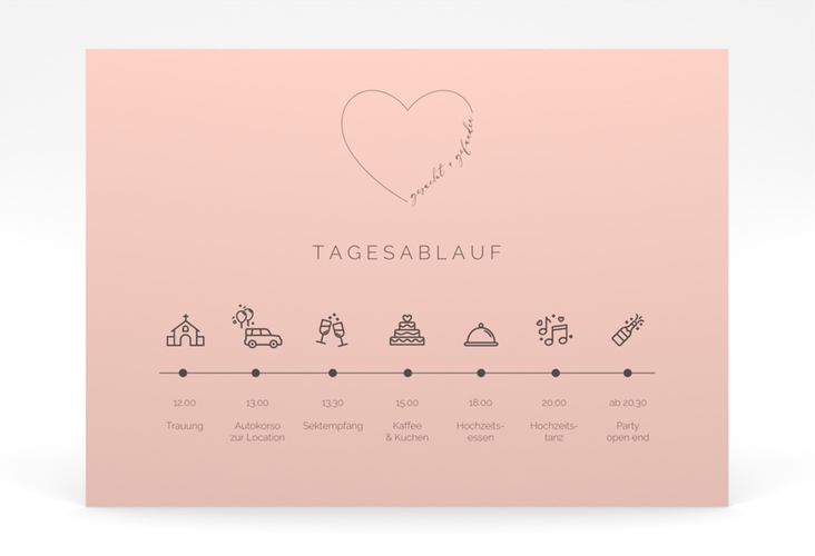 Tagesablauf Poster Hochzeit Lebenstraum 70 x 50 cm Poster rosa