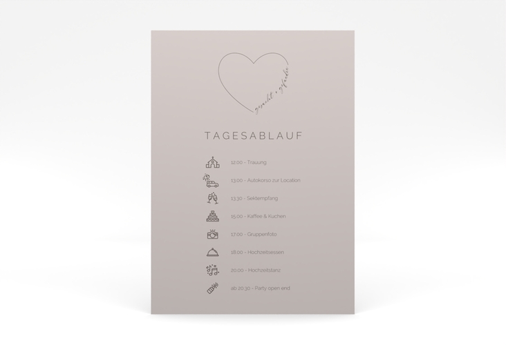 Tagesablauf Poster Hochzeit Lebenstraum 50 x 70 cm Poster grau