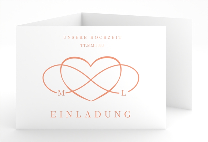 Hochzeitseinladung Infinity A6 Doppel-Klappkarte apricot