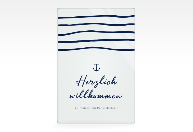 Willkommensschild Acryl Liebesanker 40 x 60 cm Acryl mit maritimem Streifenmuster und kleinem Anker