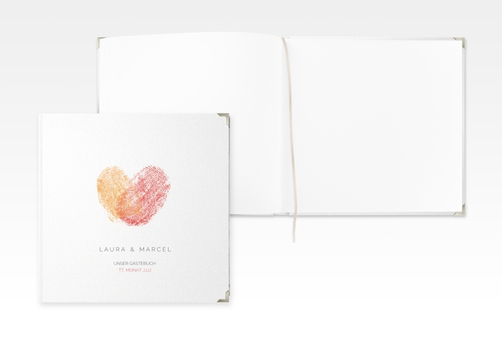 Gästebuch Selection Hochzeit Fingerprint Leinen-Hardcover rot schlicht mit Fingerabdruck-Motiv