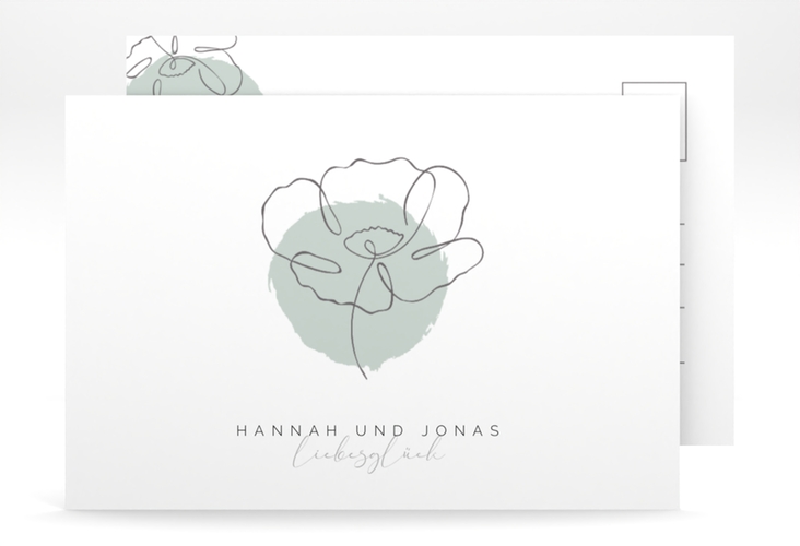 Save the Date-Postkarte Flowerline A6 Postkarte gruen