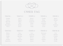 Klick: Details zu Sitzplan Leinwand Hochzeit "Infinity" anzeigen Sitzplan Leinwand Hochzeit "Infinity" 70 x 50 cm Leinwand blau