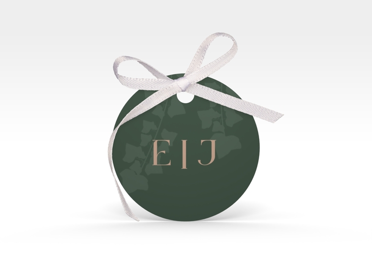 Geschenkanhänger Hochzeit Efeugrün Geschenkanhänger, rund gruen hochglanz im Fantasy-Elfen-Design mit Efeu