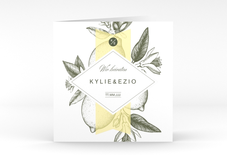 Hochzeitseinladung "Lemon" quadr. Klappkarte