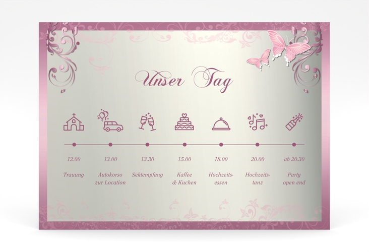 Tagesablauf Poster Hochzeit Toulouse 70 x 50 cm Poster rosa