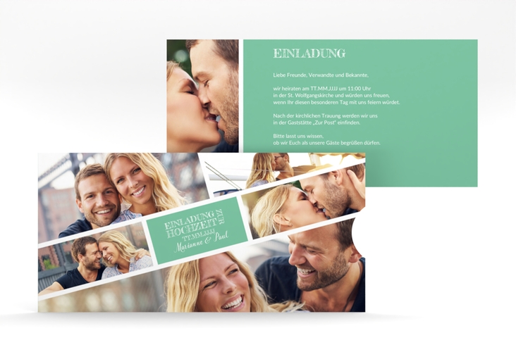 Hochzeitseinladung Rise Einsteckkarte mint