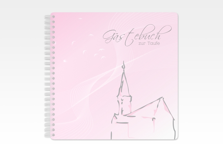 Gästebuch Taufe Church Ringbindung rosa