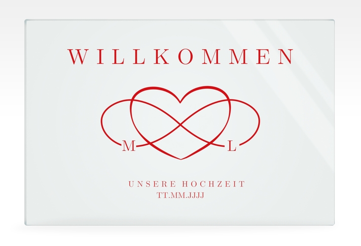 Willkommensschild Acryl Infinity 60 x 40 cm Acryl rot