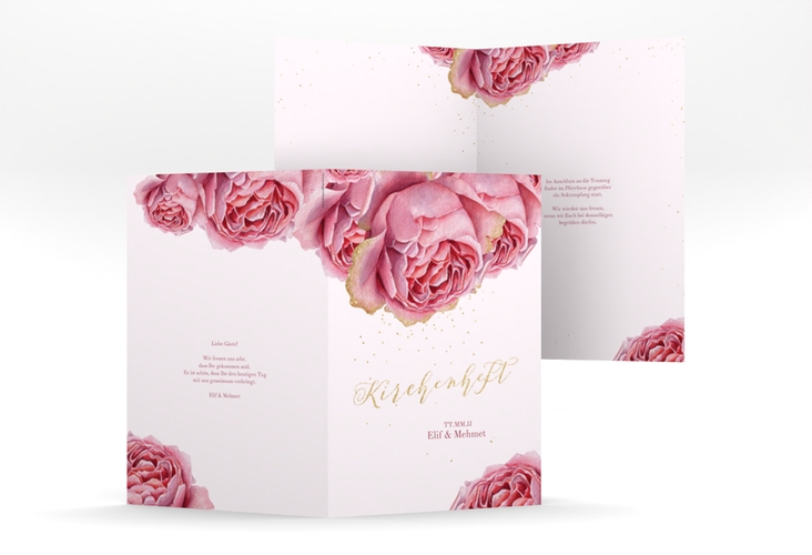 Kirchenheft Hochzeit Cherie A5 Klappkarte hoch rosa hochglanz