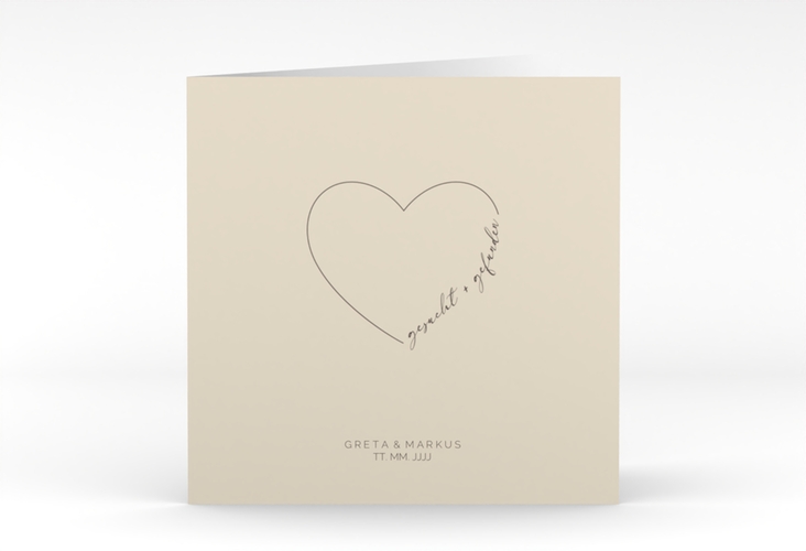 Hochzeitseinladung Lebenstraum quadr. Klappkarte beige