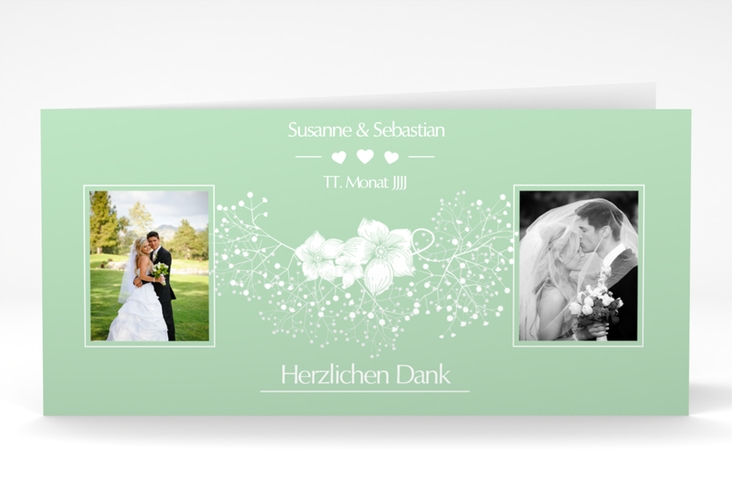 Danksagungskarte Hochzeit Jena lange Klappkarte quer mint