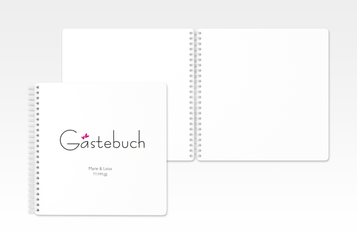 Gästebuch Hochzeit Twohearts Ringbindung pink