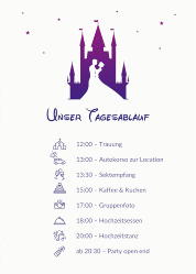 Klick: Details zu Tagesablauf Poster Hochzeit "Castle" anzeigen Tagesablauf Poster Hochzeit Castle 50 x 70 cm Poster lila